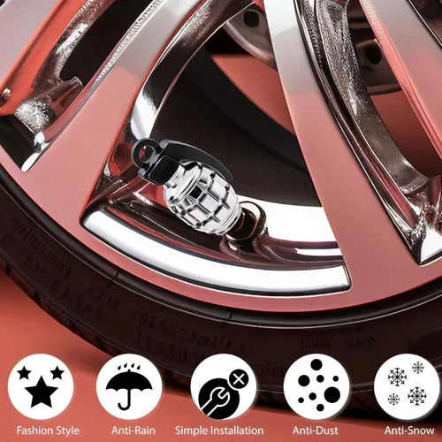 Vista 62 de 4 tapas de válvula de neumático, cubiertas universales de válvula de neumático de aleación de aluminio para automóviles, camiones, SUV, Negro
