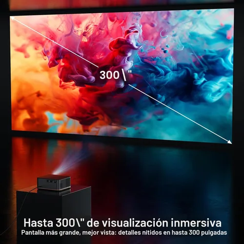Vista 7 de Proyector de decodificación ANSI 4K 2000 con WiFi y Bluetooth, cine en casa de película HAPPRUN con enfoque automático, pantalla de 300 pulgadas