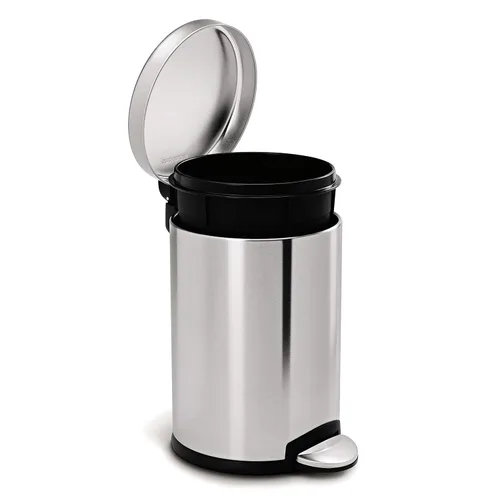 Vista 2 de simplehuman - Cubo de basura redondo para baño de 1.2 galones / 4.5 litros, de acero inoxidable cepillado