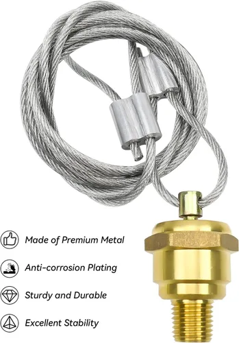 Vista 4 de 2 paquetes de válvula de drenaje de tanque de aire de ¼" NPT con cable de 60", válvula de drenaje del reservorio de freno de aire, válvula