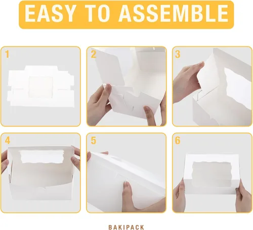 Vista 6 de Cajas de 25 rollos para pasteles, cajas de rollo de calabaza de 7 x 4 x 3.5 pulgadas, cajas de panadería blancas con ventana, cajas para muffins