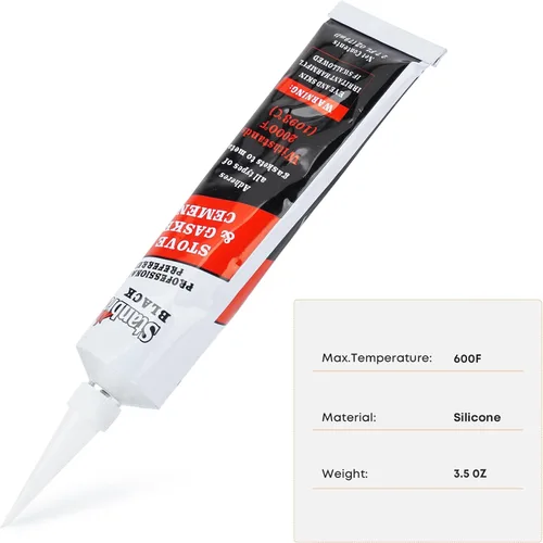 Vista 7 de Stanbroil Junta para estufa de leña, sello de cuerda de fibra de vidrio impregnada de grafito de 1/2" x 84" y kit de junta de cemento de alta