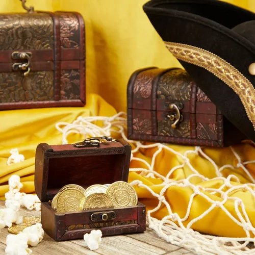 Vista 5 de Juvale Juego de cofre del tesoro de madera – 3 cajas anidables, flores marrones, almacenamiento decorativo y joyero con tapa con bisagras