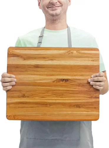 Vista 11 de BEEFURNI Tabla de cortar de madera de teca con agarre de mano (M, 20 x 15 x 1.25 pulgadas), tablas de cortar grandes de madera para cocina, tabla
