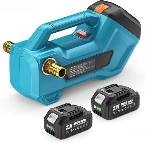 SEESII Bomba de transferencia inalámbrica para agua/diésel, 760 GPH autocebante 2 × 4000 mAh batería recargable, bomba eléctrica portátil para RV,