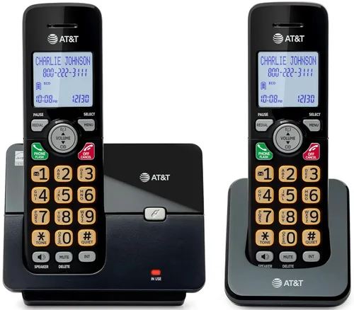 Vista 16 de AT&T EL1101 DECT 6.0 Teléfono inalámbrico con identificación de llamadas, teclado iluminado, pantalla LCD, altavoz dúplex completo - Modo ECO, modo