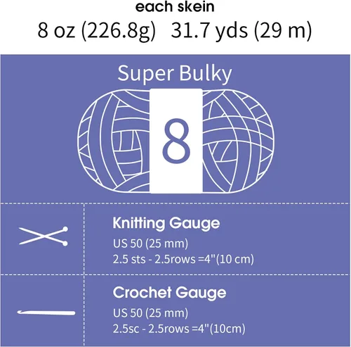 Vista 9 de MABOZOO Paquete de 8 ovillos de hilo grueso surtido para crochet - Chenilla jumbo esponjosa, hilo suave y voluminoso para tejer a mano o con los 4