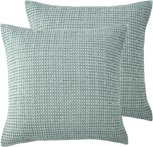 Levtex Home - Mills Waffle - Juego de fundas de almohada Euro (Set de dos) - Spa - Tamaño de funda (66x66 cm), sin inserto