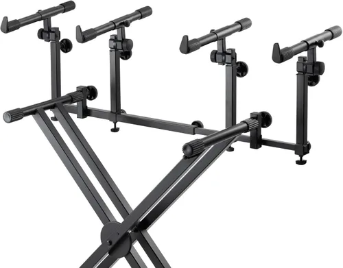 On-Stage KSA8500 Deluxe Soporte para teclado con varios niveles (Soporte para teclados multinivel para pianos digitales apilables, controladores