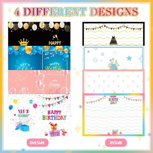 Vista 3 de Leitee 4 Piezas Tarjetas de Cumpleaños Jumbo Feliz Cumpleaños Tarjetas de Cumpleaños Grandes con Sobre 17 x 12'' Tamaño Extra Grande Tarjetas