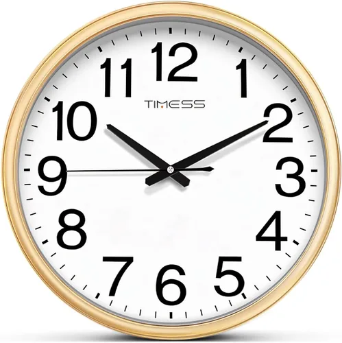 Vista 13 de TIMESS Reloj de pared, acabado de estilo clásico de madera, analógico de cuarzo silencioso sin tictac de 13 pulgadas, funciona