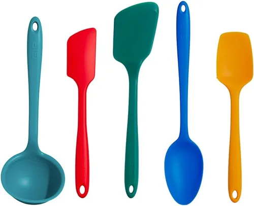 Vista 23 de GIR: Get It Right - Juego de utensilios de cocina de silicona de 5 piezas, cucharón, espátula, abatible, cuchara y cuchara, utensilios de cocina