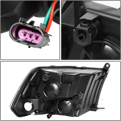 Vista 4 de DNA Motoring HL-OH-DR09QUA-BK-CL1 Reemplazo de faros delanteros de carcasa negra compatible con 10-18 Ram 1500-5500, compatible con modelos de faros