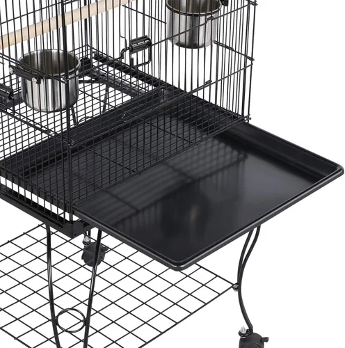 Vista 9 de Yaheetech Budgie Cage jaula de 55 pulgadas con triple techo mediano para loros para mascotas con soporte desmontable para cacatúas, periquitos