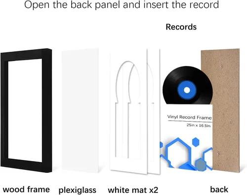 Vista 3 de Marco de disco de vinilo para marco hecho para exhibir discos de vinilo, decoración del hogar, pantalla de discos de vinilo LP