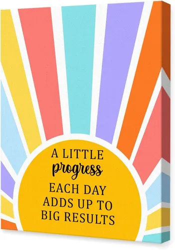Lienzo decorativo para pared de salud mental, un poco de progreso cada día, añade grandes resultados, cita motivacional, póster listo para colgar