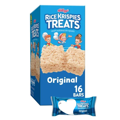 Vista 8 de Rice Krispies Treats Crispy Marshmallow Squares, caja de aperitivos para niños, barras de cereales, original (54 unidades)