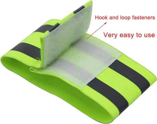 Vista 4 de 8 Pieces Bands High Visibility Reflector Bands Safety Reflector Tape Straps Running Gear for Cycling Walking Arm Wrist Ankle Leg (Green,2 Styles③)