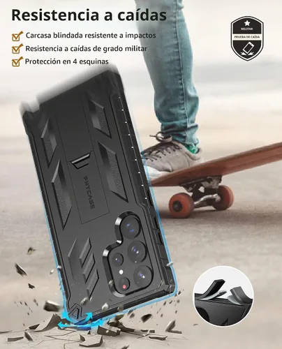 Vista 6 de FNTCASE - Funda para Samsung Galaxy S23 Ultra, con protector de pantalla integrado Kickstand, 20FT Military-Grade Drop Protection, Anti-Slip