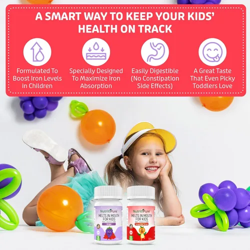Vista 3 de Suplemento de hierro masticable para niños, hierro carbonílico Ferronyl® 9 mg, vitamina C 30 mg, sabor a uva, 90 tabletas (2 botellas)