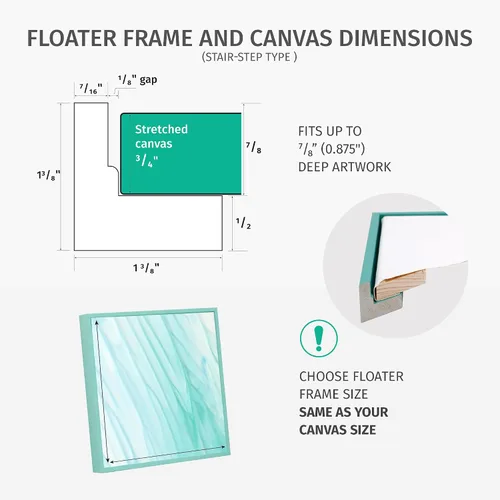 Vista 4 de Marco flotante cuadrado para pintura en lienzo, panel de madera, panel de lienzo y bastidor con lienzo Marco flotante para obras de 5/8 pulgadas