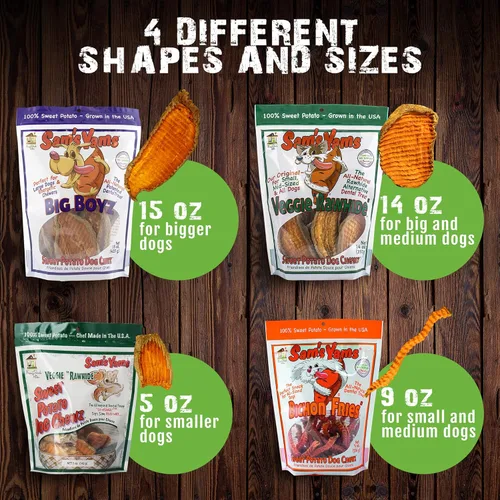 Vista 5 de Sams Yams - Golosinas para perros de batata, golosinas saludables para perros pequeños y medianos, golosinas para perros de batata hechas en Estados