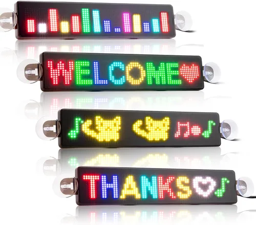 Vista 5 de Leadleds Letrero LED de desplazamiento, USB de 5 V LED para automóvil, control de aplicación Bluetooth, animación de texto personalizado, graffiti