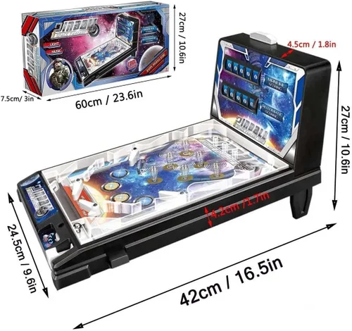Vista 3 de PHATM Máquina de pinball de escritorio Retro Arcade electrónica Super Marble Arcade Machine Mini Pinball Juego para el hogar con marcador de música