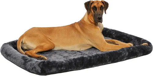 Vista 6 de MidWest Homes for Pets QuietTime Cama para Perros – Borde de Piel Sintética Gris, Ultra-Suave y Lavable a Máquina, Se Adapta a Jaulas