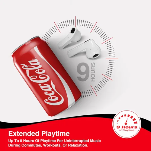 Vista 3 de Auriculares inalámbricos con forma de lata de Coca-Cola – Auriculares Bluetooth 5.0 con micrófono incorporado, compatibilidad con asistente de voz