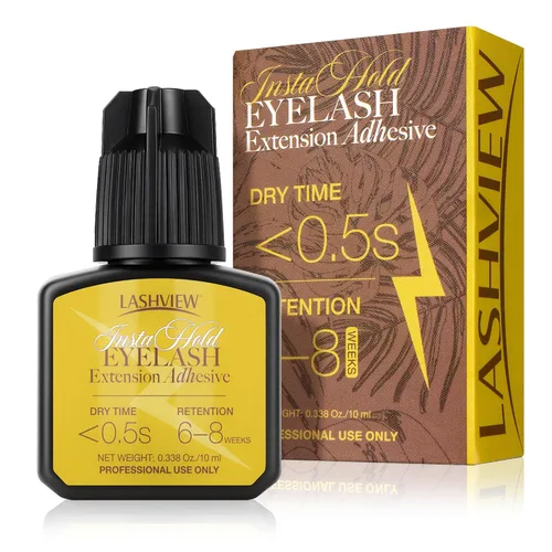 Vista 9 de LASHVIEW - Pegamento para extensiones de pestañas, 0.3 seg de secado rápido, permanencia de 6-8 semanas, adhesivo negro profesional, pegamento