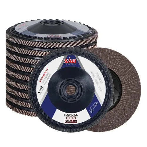 Sali Paquete de 10 discos de aleta de grano 40 de 4.5 pulgadas x 5/8-11, disco de lijado tipo bisel #27, amoladora angular de grado premium e