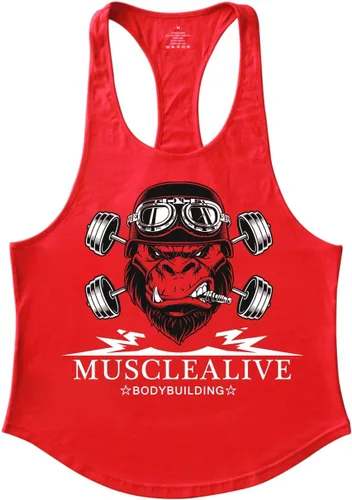 Vista 3 de GYMAPE Camiseta sin mangas de algodón para hombre con dobladillo de arco