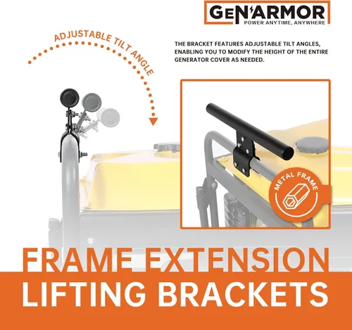 Vista 3 de GenArmor Soportes de extensión de altura de la cubierta del generador, soportes de elevación del generador, paquete de 2