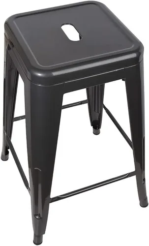 Vista 84 de GIA Taburete de mostrador sin respaldo de 24 pulgadas, cantidad de 4, bronce con asiento de madera clara