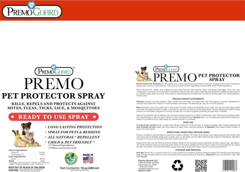 Vista 7 de Premo Guard Spray protector para mascotas, 16 onzas, mata ácaros, pulgas, garrapatas y mosquitos, para perros, gatos y el hogar, aceites naturales a