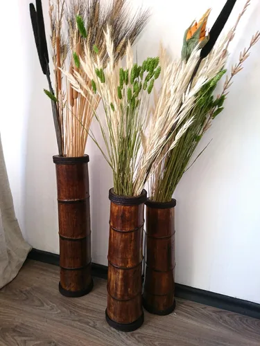 Vista 8 de Bamboo Floor Vases Available in Different Heigh, Set of 3