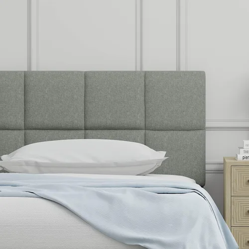 Vista 39 de Glenwillow Home Varia - Cabecera tapizada con paneles de 20 pulgadas de alto, acolchado cuadrado de 3 filas, tamaño King, color gris claro