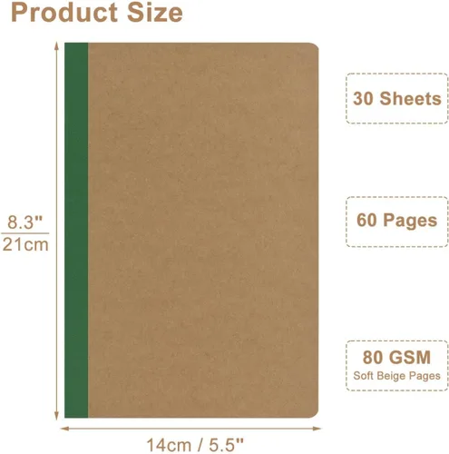 Vista 3 de ZCZN Paquete de 8 cuadernos rayados coloridos a granel, diarios A5 con 8 colores, 60 páginas/30 hojas, 8.3 x 5.5 pulgadas, papel rayado