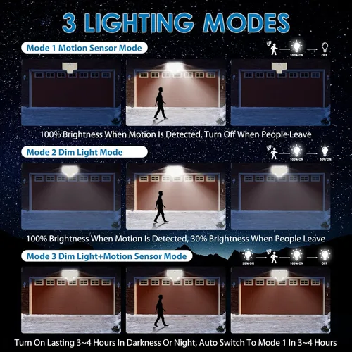 Vista 4 de Kasonic Solar Outdoor Motion Sensor Lights, 6500K Super Bright, 2000LM Security Lights With 3 Modes, IP65 Waterproof Flood Lights for Garage, Yard