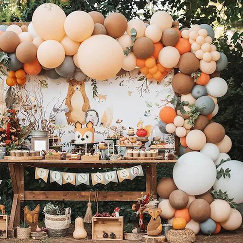 Kit de arco de globos de otoño, 140 unidades, decoración de baby shower, guirnalda de globos de otoño de calabaza, globos naranja, blanco, gris,