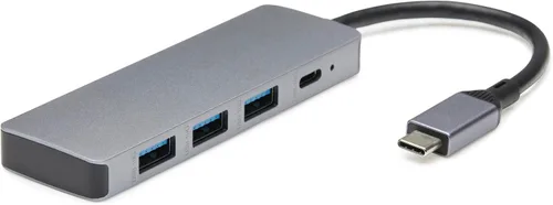 Vista 4 de Amazon Basics USB 3.2/3.1 Gen 2 Multipuerto USB C Hub Dock, 10Gbps, USB-C a 1xUSB-C/3xUSB-A, funciona con Windows/Mac, plata, negro