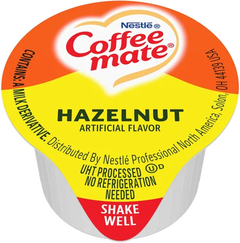 Vista 5 de Nestle Coffee mate Crema líquida para café en envases individuales, sabor a avellana, caja de 50