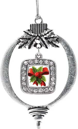 Vista 164 de Inspired Silver - Mis iniciales - Adorno con dije de letra S - Adornos navideños cuadrados de plata con joyas de circonita cúbica