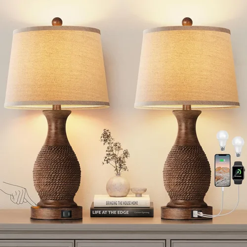 Vista 13 de PARTPHONER Juego de 2 lámparas de mesa, lámpara táctil de mesita de noche con puertos de carga USB C+A, lámpara de mesa auxiliar con pantalla