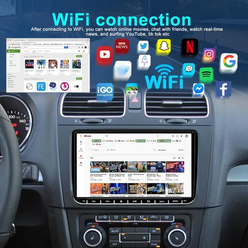 Vista 3 de Radio de coche Android 13 de 9 pulgadas para VW Passat Jetta Tiguan Golf MK5 MK6 T5 EOS Polo, 2+32 GB navegación GPS con CarPlay Android Auto QLED