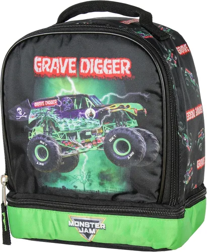 INTIMO Monster Jam Grave Digger Monster Truck Bolsa de almuerzo con doble compartimento, lonchera aislada para la escuela, el trabajo y los viajes,