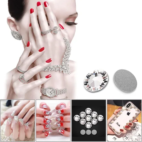 Vista 3 de 1440 diamantes de imitación para manualidades, parte trasera plana, brillantes diamantes de imitación redondos para uñas, piedras de vidrio, gemas