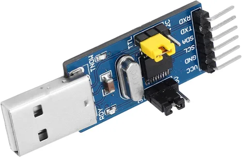 Vista 6 de Fafeicy Módulo adaptador convertidor USB a IIC I2C UART, salida de 5 V y 3.3 V, pantalla de estado LED, con cable de puente