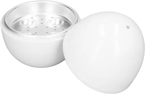 Vista 7 de Olla rápida para huevos para microondas, capacidad para 4 huevos, diseño compacto, material ABS, forma de huevo, herramientas de cocina, función